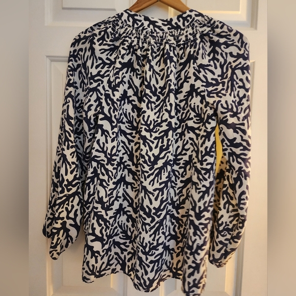 Lily Pulitzer Elsa Top 100 Silk Treaure Navy Coral Size Small Coastal Resort - Picture 6 of 11